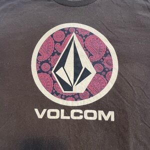 Volcom Brown Tee with Pink and Cream Logo